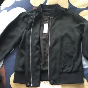 NWT Black fabric bomber jacket